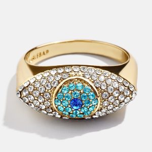 Eyes Out Statement Ring - Gold/Blue