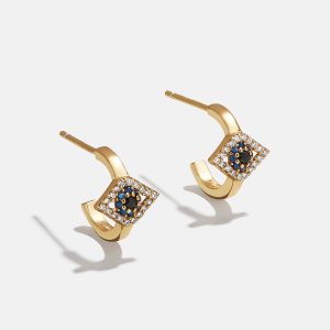 18K Gold Evil Eye Delicate Hoop Earrings - Evil Eye