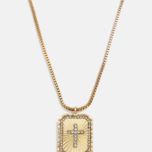 Grace Cross Pendant Necklace - Gold/Pav??