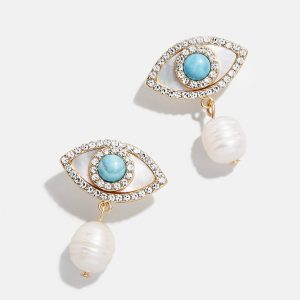 Frida Evil Eye Earrings - White/Blue