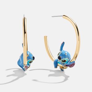 Disney Stitch 3D Hoop Earrings - Gold/Blue
