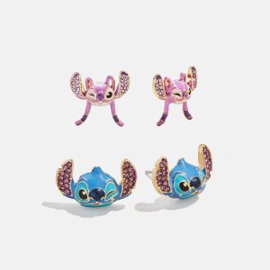 Disney Stitch and Angel Earring Set - Blue/Pink