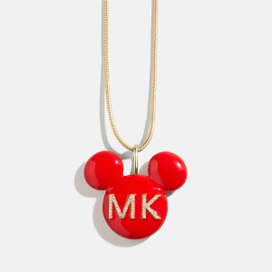 Disney Mickey Mouse Enamel Custom Initial Necklace - Red