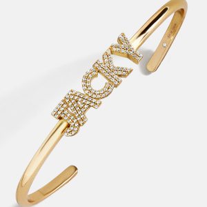 Pav?? Letter Custom Cuff Bracelet - Gold/Pav??