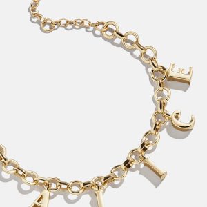 Spaced Letter Custom Charm Bracelet - Gold