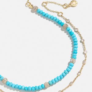 Irina Semi-Precious Anklet Set - Gold/Turquoise