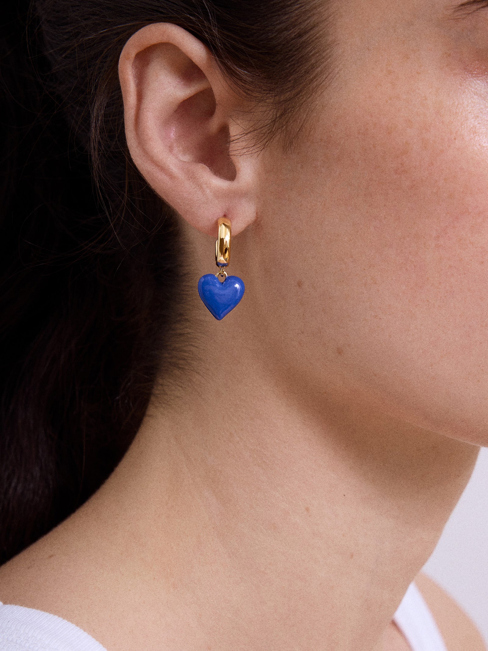 Game Day Heart Drop Earrings - Blue - Image 2