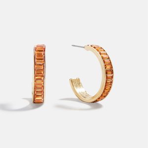 Game Day Baguette Hoop Earrings - Orange