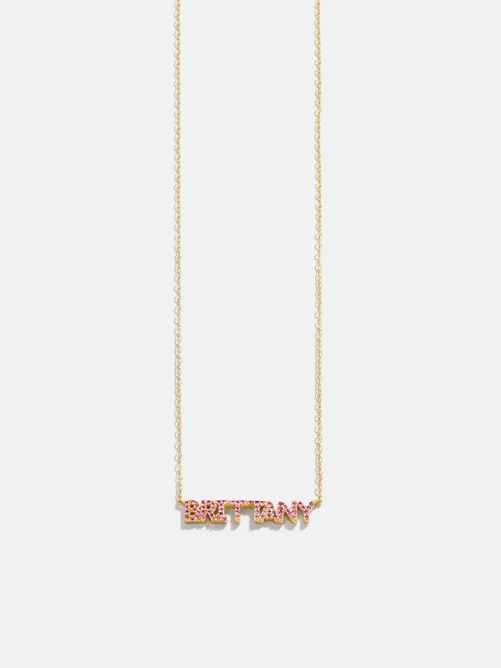 18K Gold Birthstone Custom Nameplate Necklace - Rose - Image 3