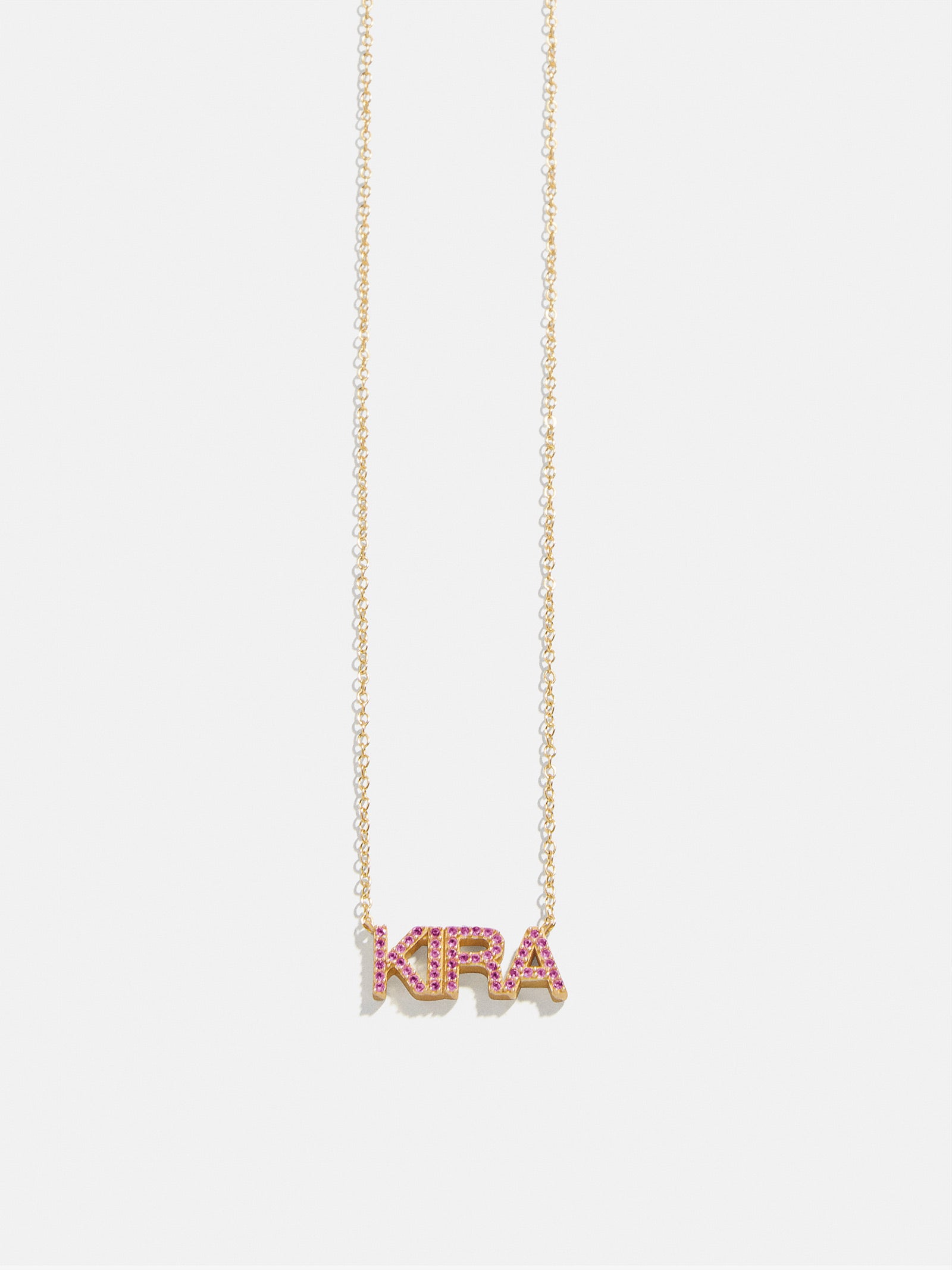18K Gold Birthstone Custom Nameplate Necklace - Rose - Image 6