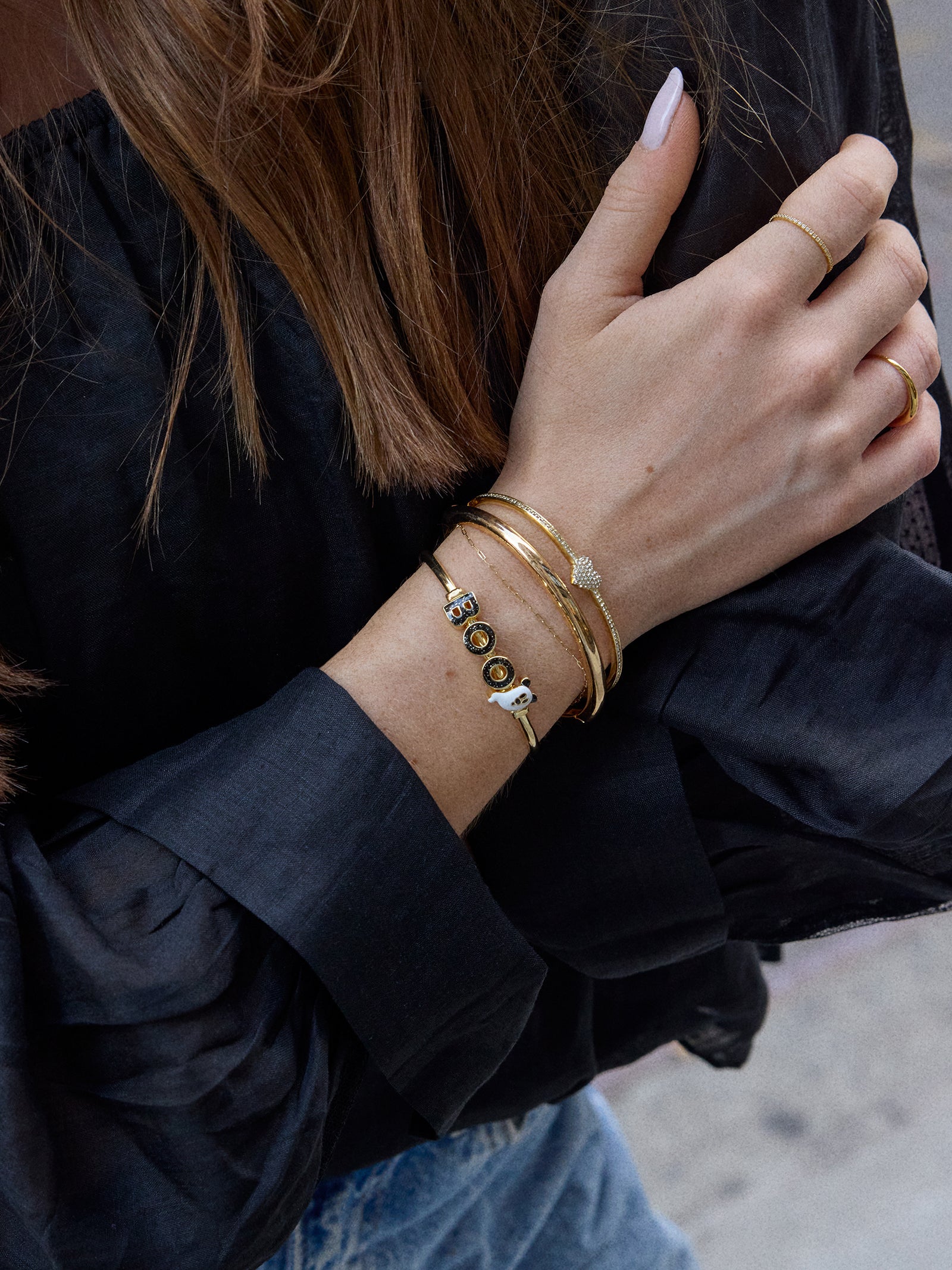 Disney Mickey Mouse Boo Cuff Bracelet - Gold/Black - Image 2