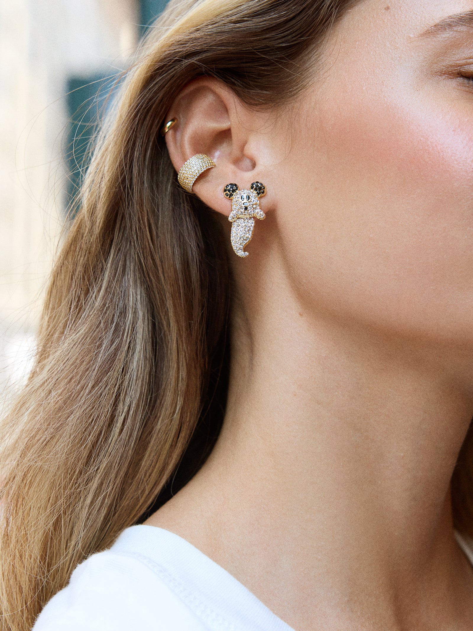 Disney Mickey Mouse Pav?? Ghost Earrings - Gold/Pav?? - Image 2