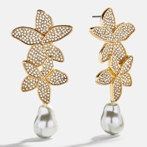 Marissa Floral Earrings - Gold/Pav??