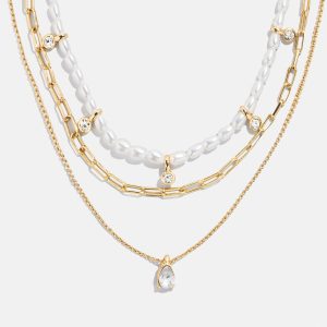 Sylvia Layered Necklace - Gold/White