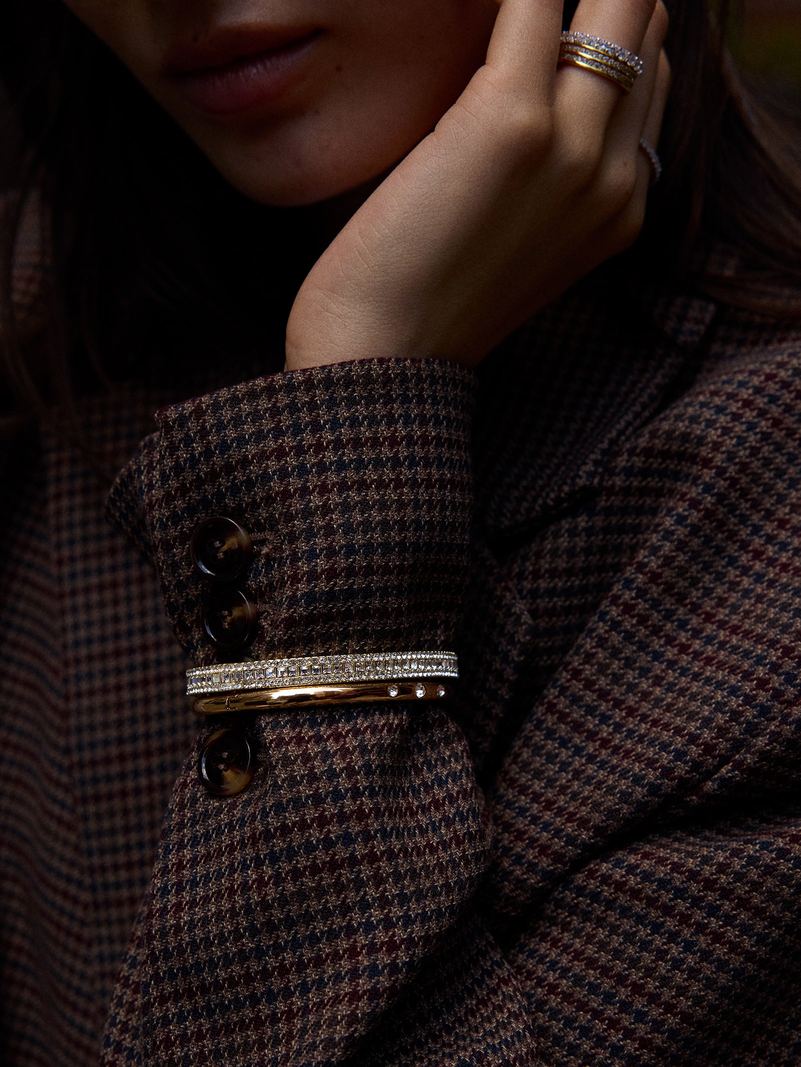 Helena Crystal Hinge Bangle - Gold/Pav?? - Image 2