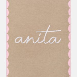 Subtly Scalloped Kids' Custom Blanket - Tan/Pink