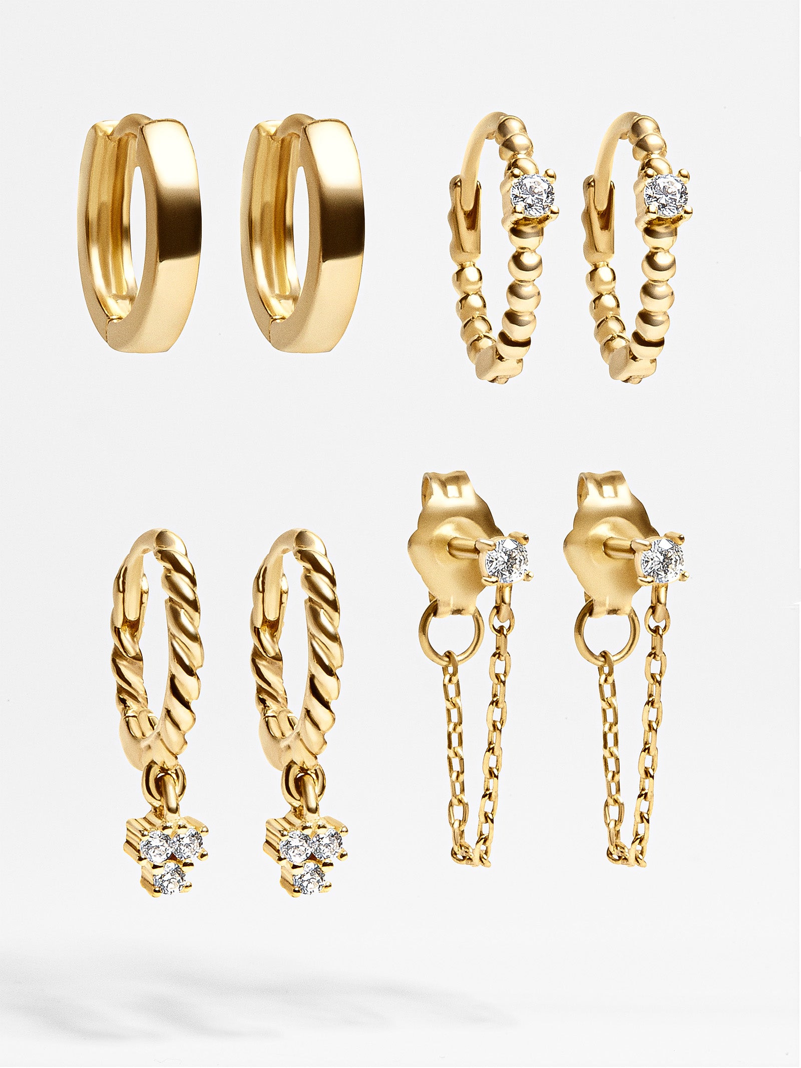 Luna 18K Gold Earring Set - Gold/Pav??