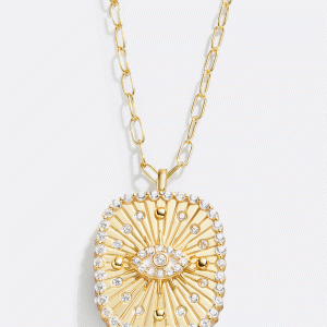 18K Gold Medallion Necklace - Evil Eye