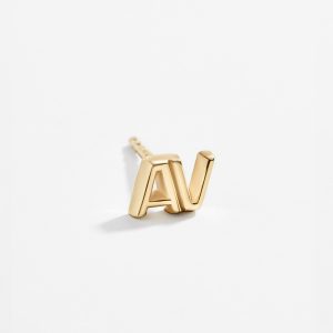 Single 18K Gold Double Initial Earring - Gold