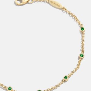 Yasmine 18K Gold Birthstone Bracelet - Emerald