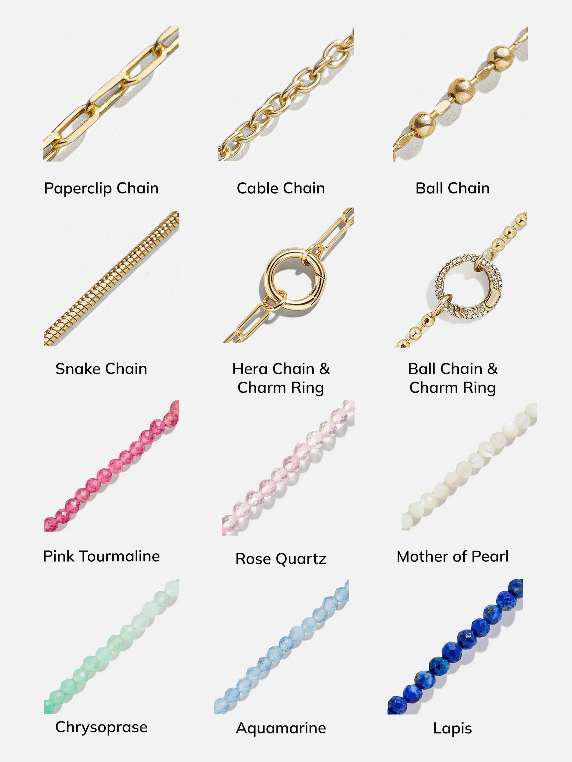 Semi-Precious Cluster Charm Necklace Base - Aquamarine Chain - Image 5