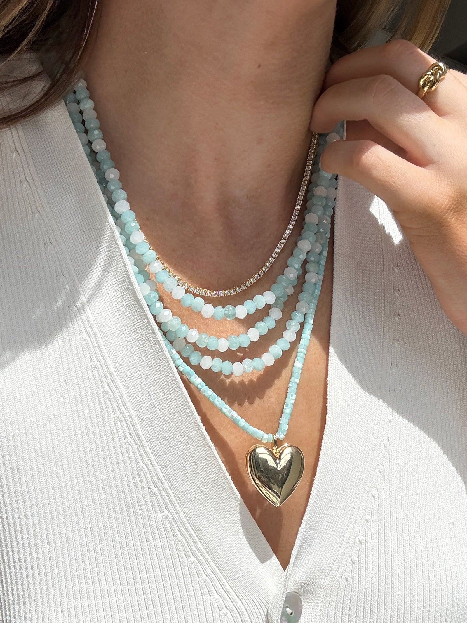 Lena Semi-Precious Layered Necklace - Turquoise - Image 3