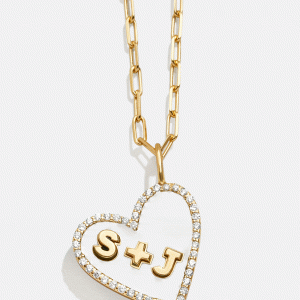 Reversible 18K Gold Custom Heart Necklace - Gold/Pav??