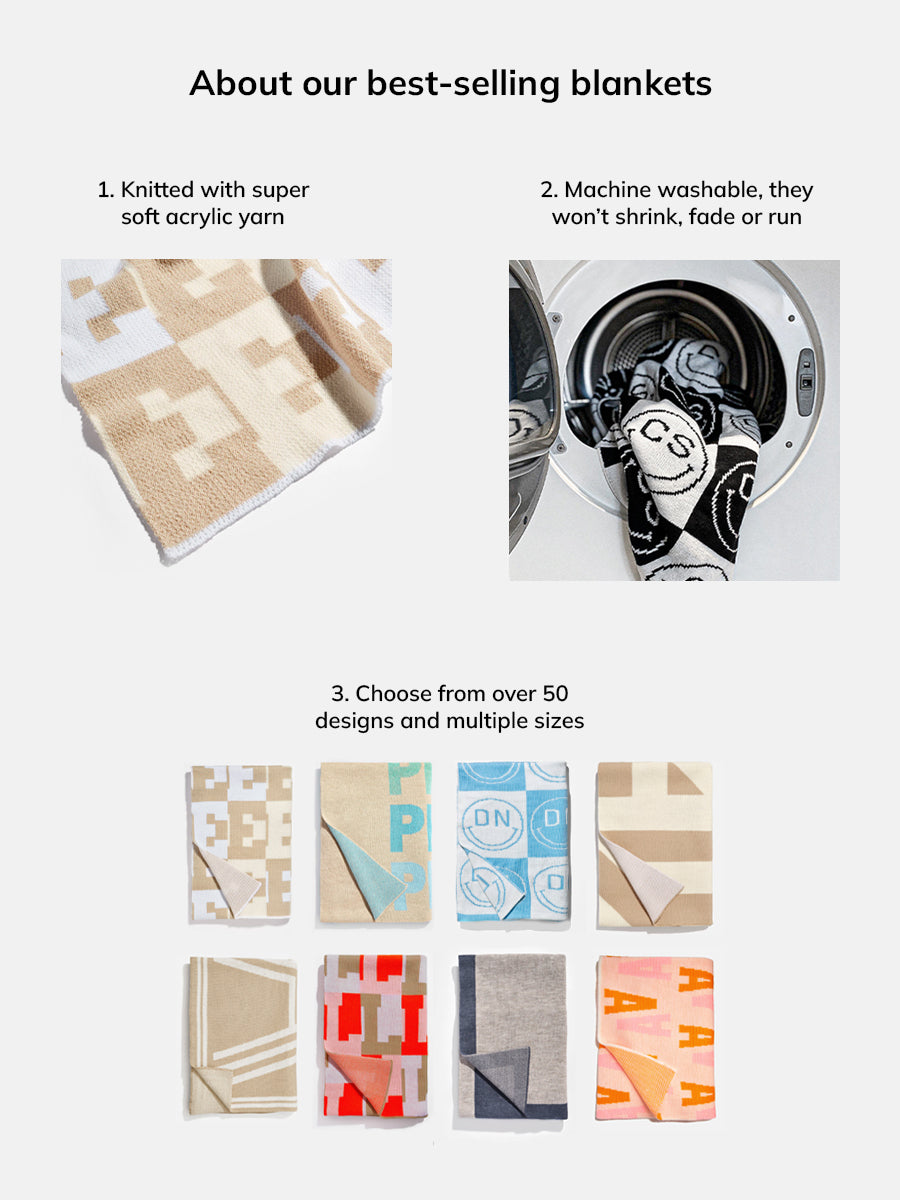 All Smiles Custom Blanket - Light Blue/White - Image 7